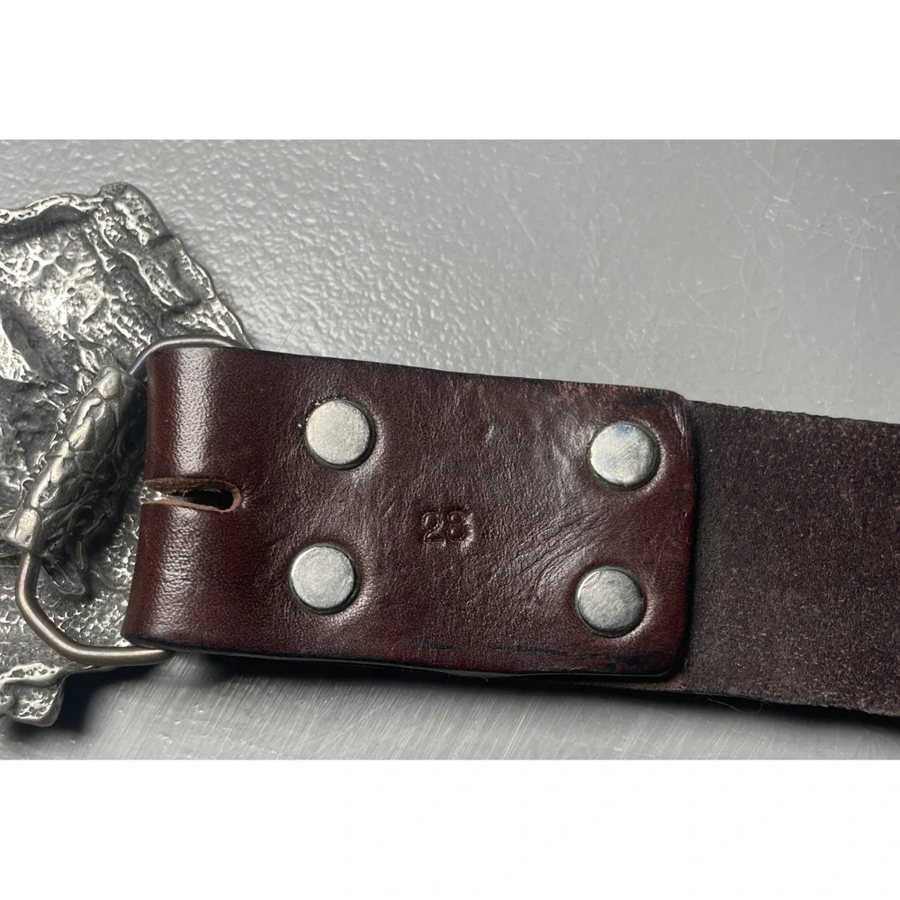 Tooled‎ Leather Western Dragon Buckle Belt Size 28